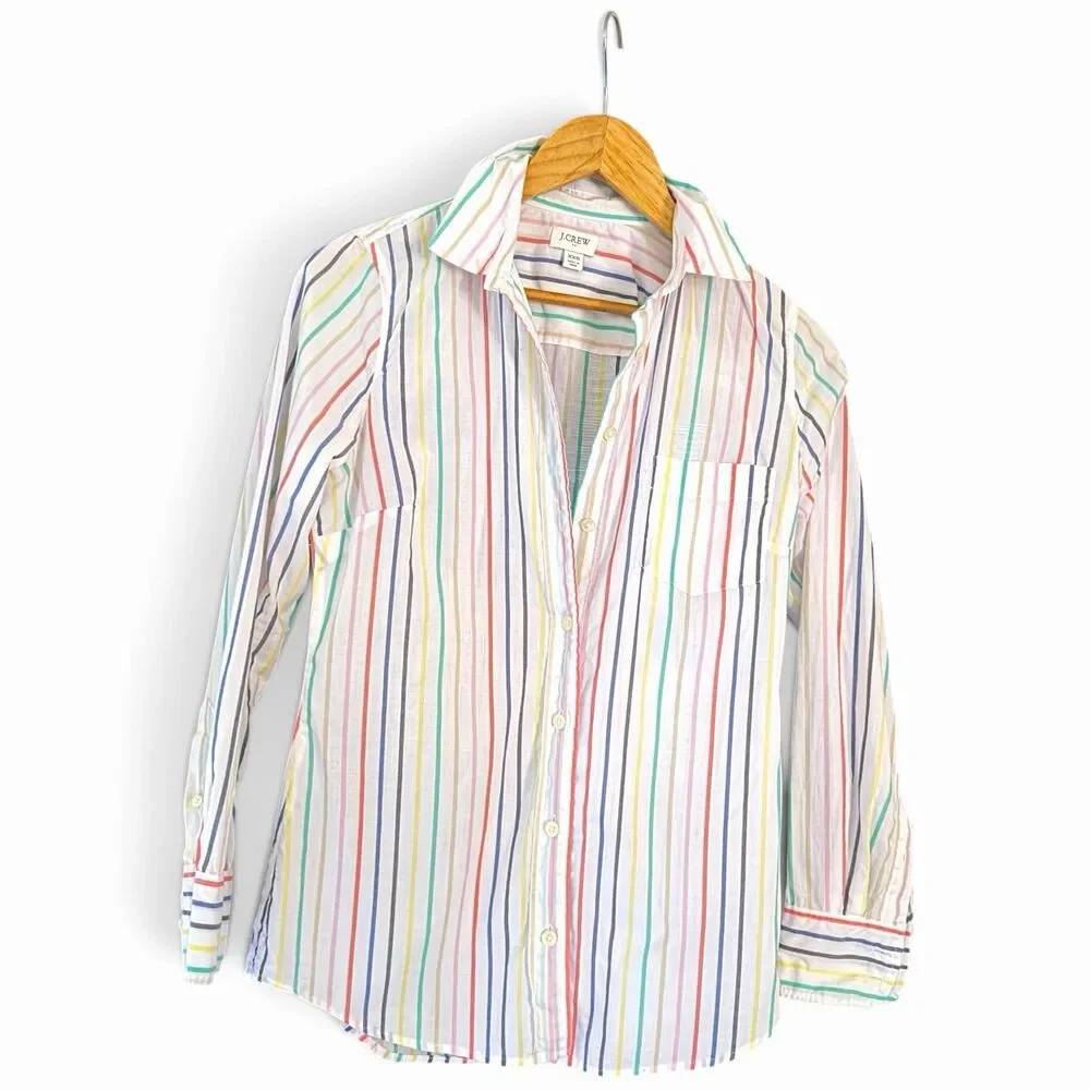 J.CREW Pastel Striped Plaid Long Sleeve Button Up XXS